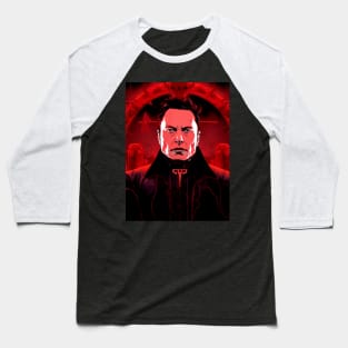 Elon Musk: Evil on a Dark Background Baseball T-Shirt